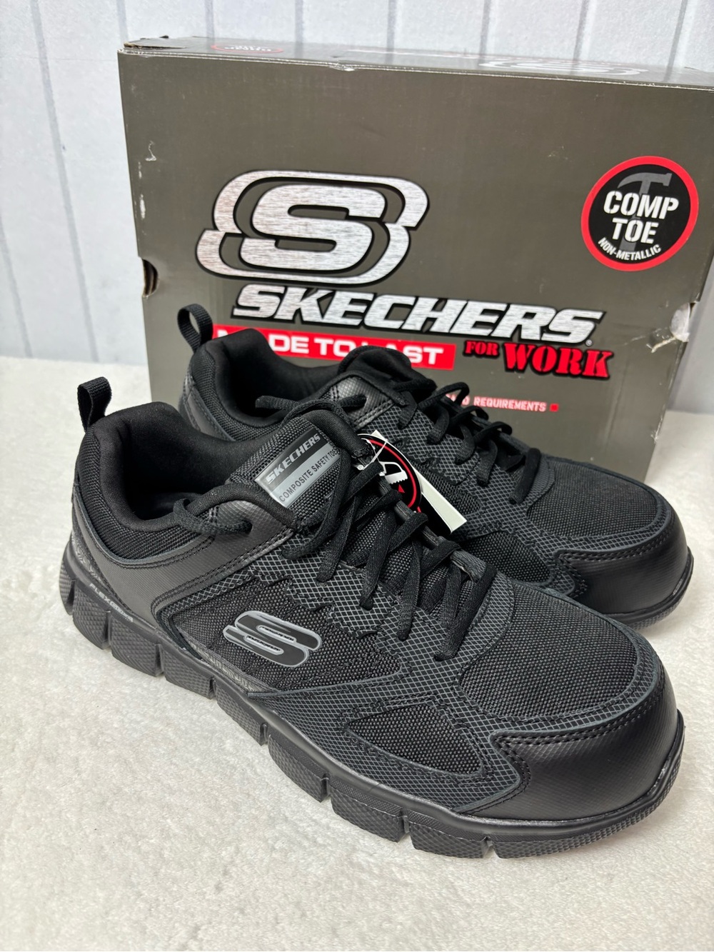 Skechers Telfin KANPUR Men's Black Work Sneakers Slip-Resistant Safety Trainer